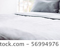 grey clean perfect bed, hotel room, towel, linens, 56994976
