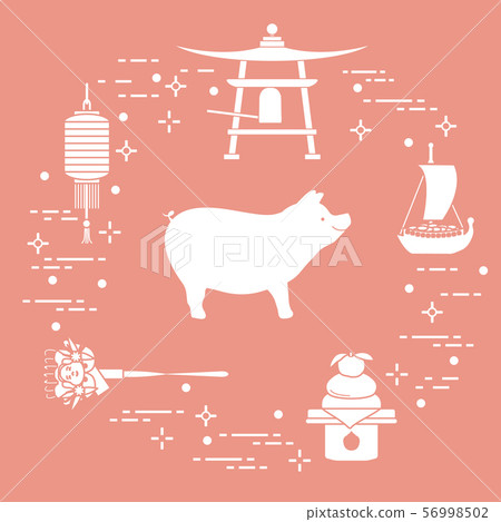 Happy New Year 2019 card New Year symbol in Japan 56998502