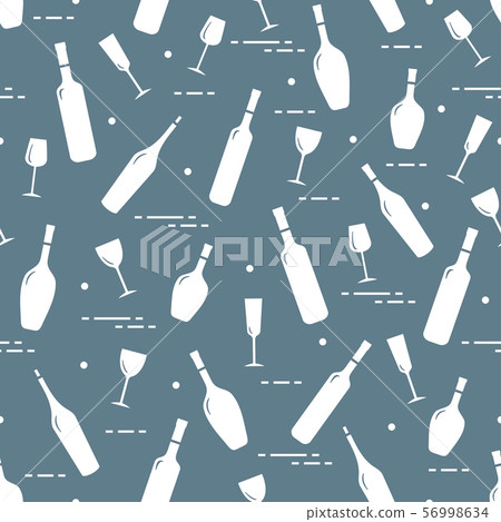 Pattern of wine glasses and bottles of wine 56998634