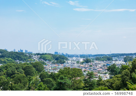 (Saitama Prefecture-cityscape) Tokorozawa cityscape seen from the shore of Lake Sayama 56998748