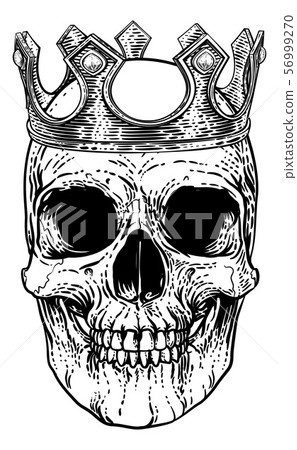 Skull Human Skeleton King wearing Royal Crown Skull Human Skeleton King wearing Royal Crown 56999270