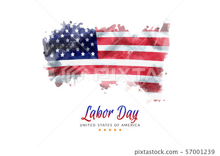 USA Labor Day greeting card with american flag grunge background 57001239