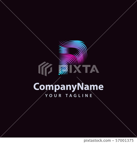 Letter P modern Wave line Logo design template. - Stock Illustration ...