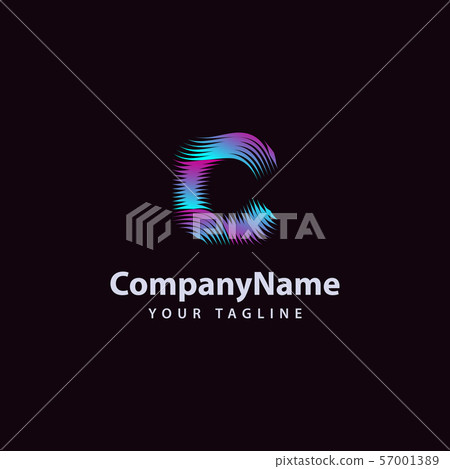 Letter C modern Wave line Logo design template. - Stock Illustration ...