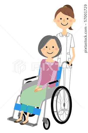 Nurse patient in wheelchair - Stock Illustration [57001729] - PIXTA