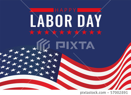 Labor Day banner with flying  American national flag Labor Day banner with flying  American national flag 57002891