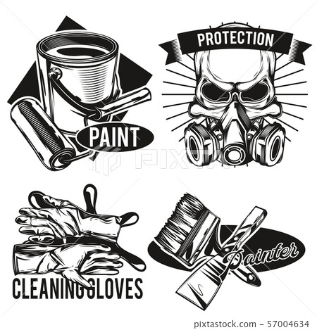 Set of painter's facilities emblems 57004634