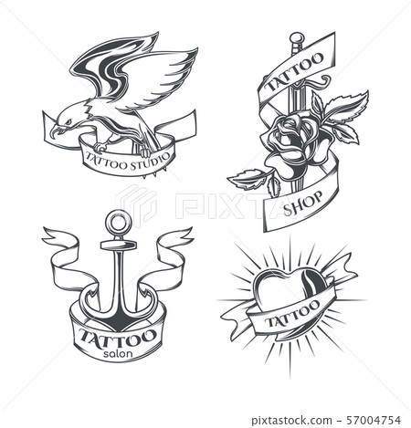 Set of tattoo emblems Set of tattoo emblems 57004754