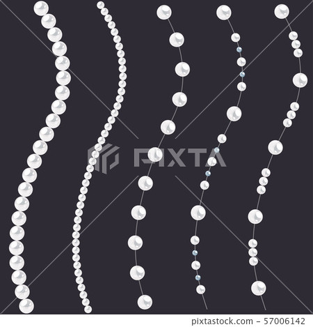 Set of pearl wavy strings isolated on gray 57006142