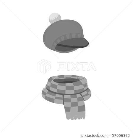 Isolated object of hat and scarf symbol. Set of hat and green stock symbol for web. Isolated object of hat and scarf symbol. Set of hat and green stock symbol for web. 57006553