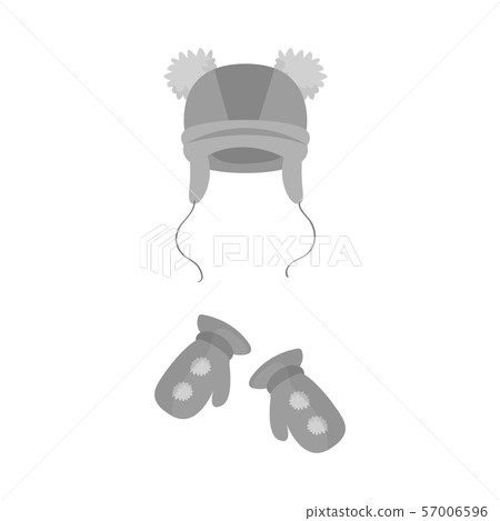 Vector design of hat and pompom icon. Collection of hat and kids stock symbol for web. 57006596