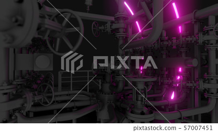 Abstract Industrial Equipment with Neon Lights 57007451
