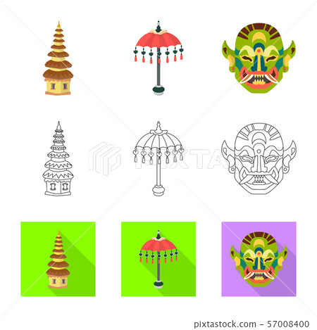 Vector illustration of and travel icon. Collection of and traditional stock vector illustration. Vector illustration of and travel icon. Collection of and traditional stock vector illustration. 57008400