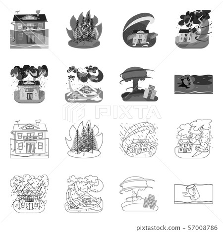 Vector design of weather and distress icon. Collection of weather and crash stock symbol for web. Vector design of weather and distress icon. Collection of weather and crash stock symbol for web. 57008786