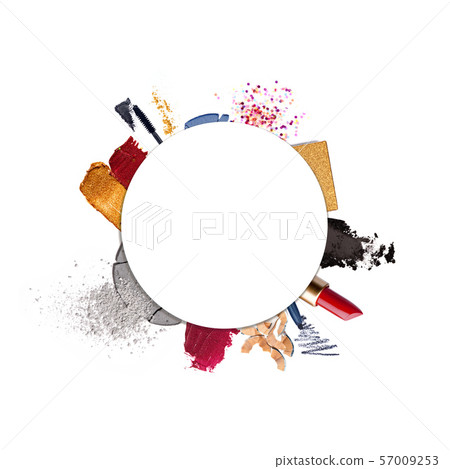 Makeup cosmetics round banner. 57009253