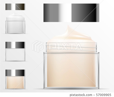 Transparent Cosmetic plastic bottle. Realistic Jar 57009905