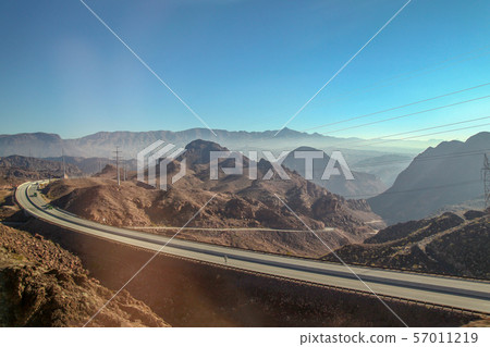 View of the road and mountain have the mist is the View of the road and mountain have the mist is the 57011219