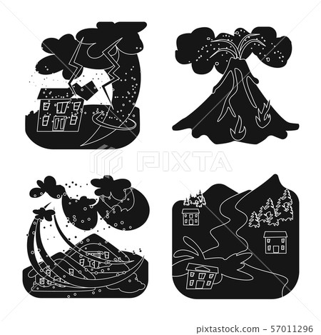 Vector design of calamity and crash symbol. Collection of calamity and disaster stock vector 57011296