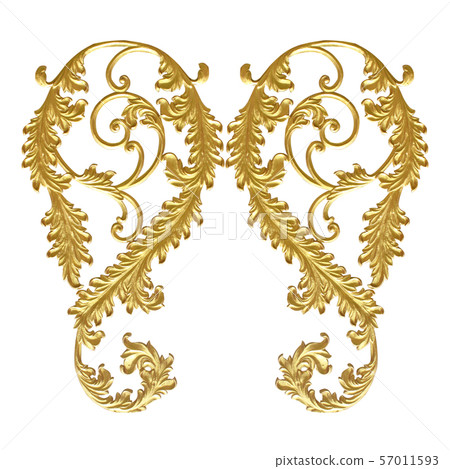 Ornament elements, vintage gold floral designs on 57011593