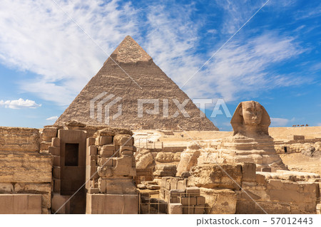 The Grreat Sphinx, ruins of the temple of Giza and 57012443
