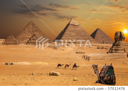 Beautiful sunset view on the Sphinx and the Beautiful sunset view on the Sphinx and the 57012476