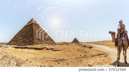 The Pyramid of Khafre and a bedouin on a camel, The Pyramid of Khafre and a bedouin on a camel, 57012566