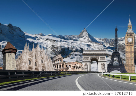 Asphalt Heading to Famous Landmark in Europe on Asphalt Heading to Famous Landmark in Europe on 57012715