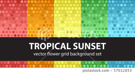 Flower pattern set Tropical Sunset. Vector - Stock Illustration ...