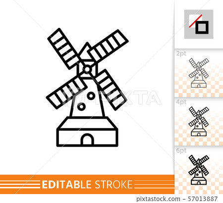 Windmill mill farm simple thin line vector icon - Stock Illustration ...