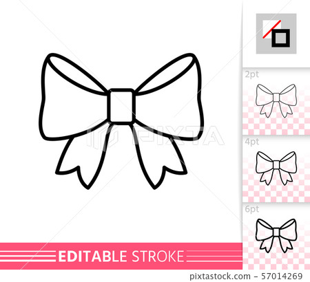 Thin ribbon bow thin line icon. Gift decoration vector