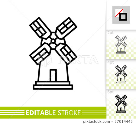 Windmill mill farm simple thin line vector icon - Stock Illustration ...