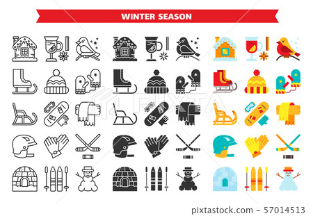 Winter activity outdoor fun line glyph flat vector 57014513