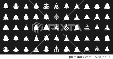 Christmas Tree black flat glyph icons vector set 57014595