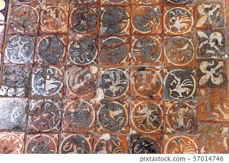 Medieval painted stone floor tiles inside Medieval painted stone floor tiles inside 57014746