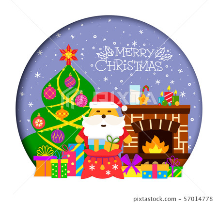 Christmas greeting card tree gift text flat vector 57014778