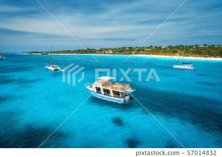 Aerial view of boats and yachts on tropical sea Aerial view of boats and yachts on tropical sea 57014832