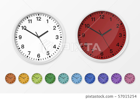 Vector 3d Realistic Glossy Classic Simple Wall Office Clock Icon Set Isolated on White Background Vector 3d Realistic Glossy Classic Simple Wall Office Clock Icon Set Isolated on White Background 57015254