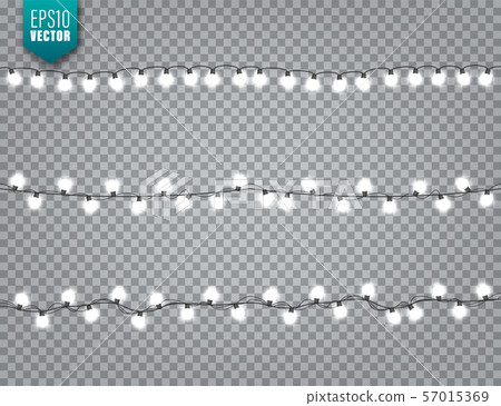 Christmas Festive Lights. Decorative Glowing Garland Isolated on Transparent Background. Shiny 57015369