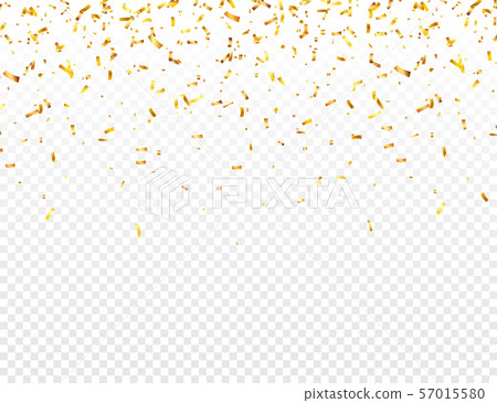 alling shiny golden confetti background on white background