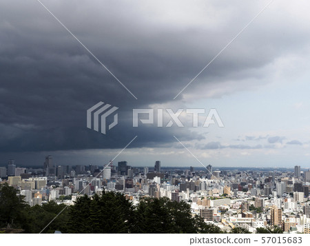Black clouds over the city, dark clouds (slightly sharp clouds) Black clouds over the city, dark clouds (slightly sharp clouds) 57015683
