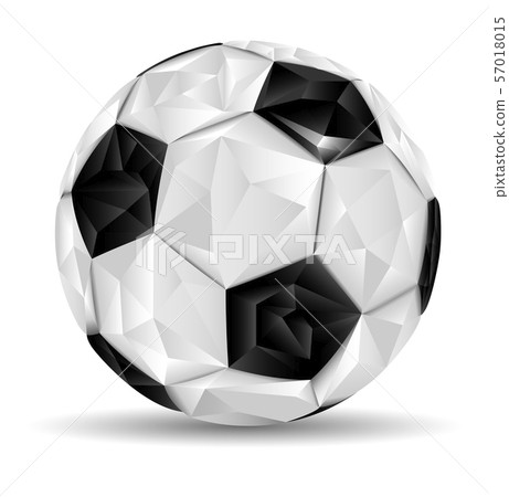Soccer ball in low poly technique. Black and white 57018015