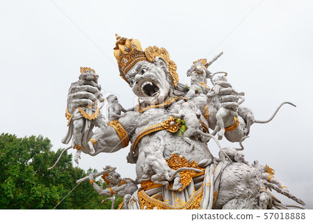 Ancient statue of Kumbakarna in Bedugul botanical Ancient statue of Kumbakarna in Bedugul botanical 57018888