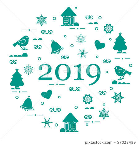 Happy New Year 2019 card Vector illustration. Happy New Year 2019 card Vector illustration. 57022489