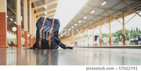 Backpacks on the floor at train station and copy Backpacks on the floor at train station and copy 57022741