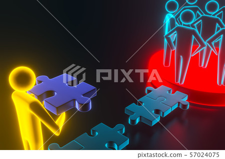 3d people - human character - person. 3d figure last jigsaw piece puzzle. 3d rendering 57024075
