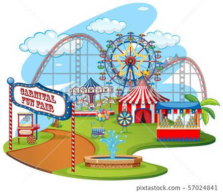 Fun fair theme park on isolated background - Stock Illustration ...