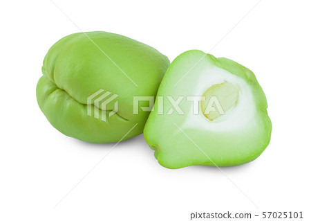 fresh Chayote vegetable or mexican cucumber isolated on white background 57025101