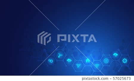 Technology background with flat icons and symbols. Concept and idea for internet of things Technology background with flat icons and symbols. Concept and idea for internet of things 57025673