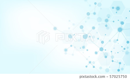 Abstract background of molecules. Molecular structures or DNA strand, genetic engineering, neural Abstract background of molecules. Molecular structures or DNA strand, genetic engineering, neural 57025750