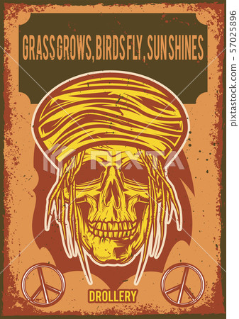 Poster design with illustration of a rasta's skull 57025896